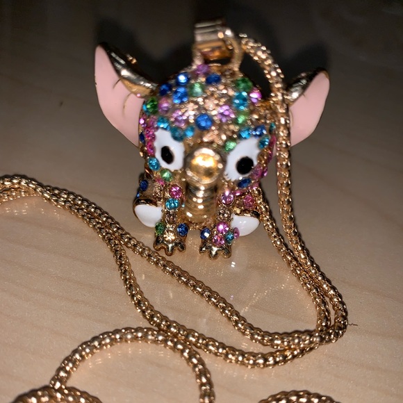 Betsey Johnson Baby Elephant Rhinestone Necklace - Picture 2 of 5